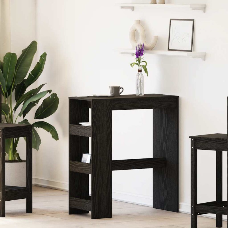 vidaXL Τραπέζι Μπαρ με Ράφια από Μαύρη Δρυς 90x40x103,5 εκ. από Τεχνητό Ξύλο