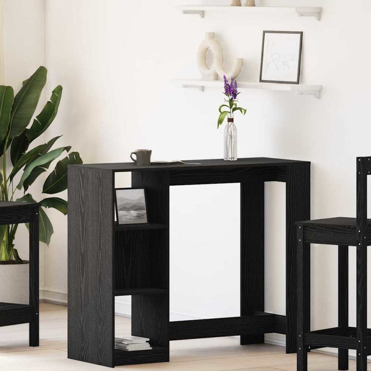 vidaXL Τραπέζι μπαρ 124 x 46 x 103.5 εκ Επεξεργασμένο Ξύλο Μαύρη Οξυά