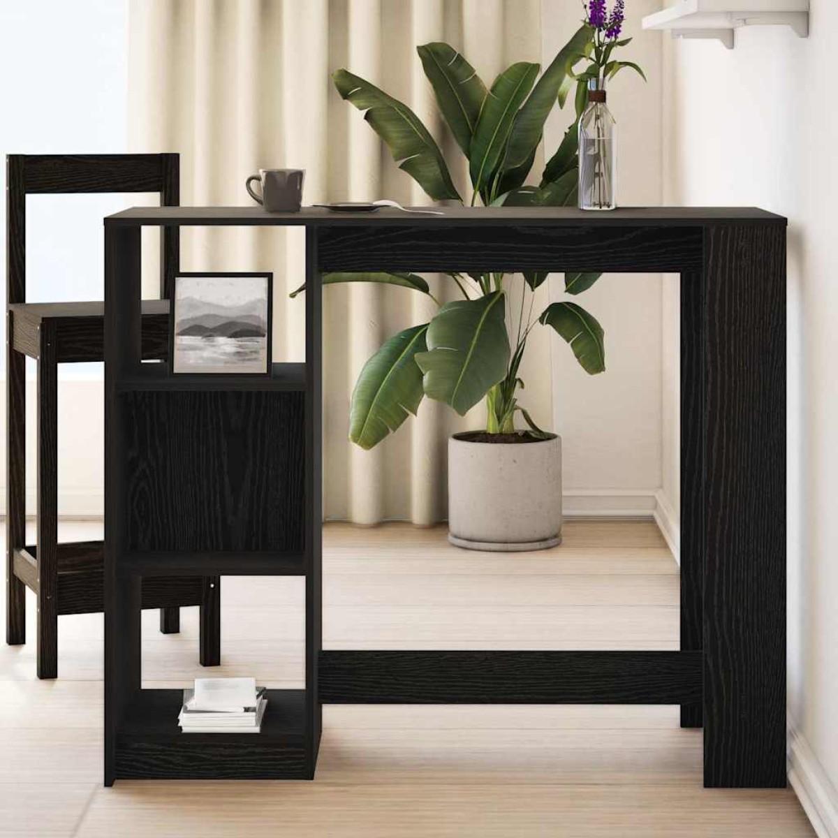 vidaXL Τραπέζι μπαρ 124 x 46 x 103.5 εκ Επεξεργασμένο Ξύλο Μαύρη Οξυά