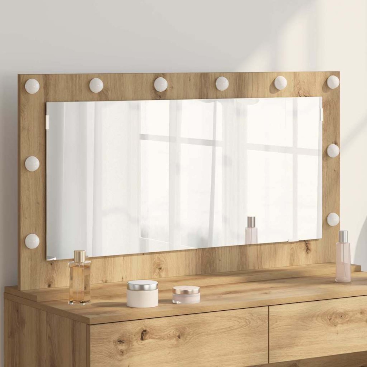 vidaXL Καθρέφτης τουαλέτας Artisan Oak 100 x 55 x 18 εκ. Ορθογώνιος