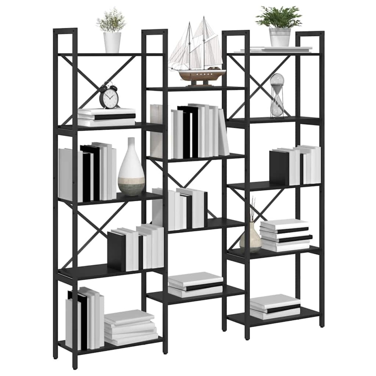 vidaXL Ράφι Βιβλίων 156 x 25 x 167 εκ. Επεξεργασμένο Ξύλο Μαύρη Οξυά