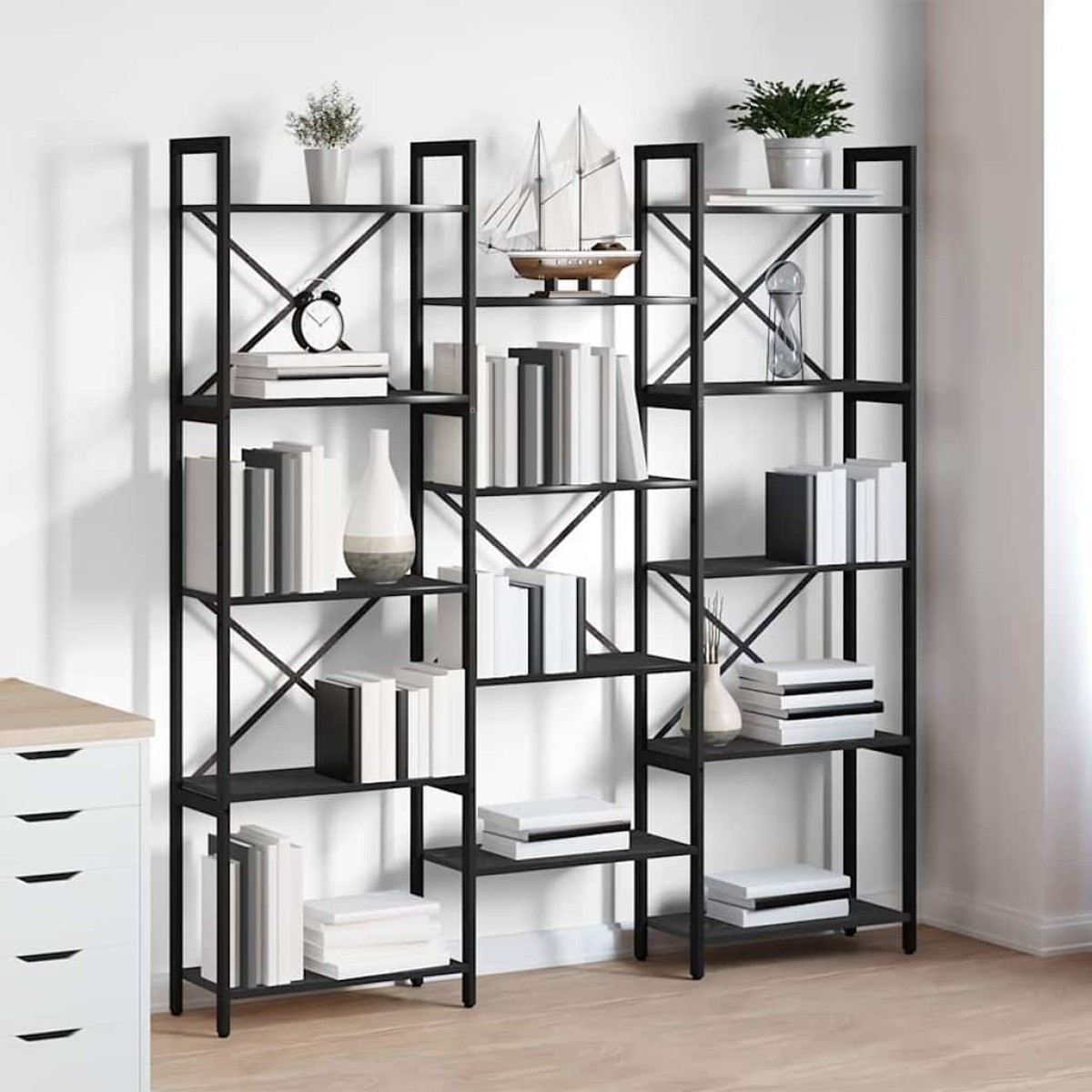 vidaXL Ράφι Βιβλίων 156 x 25 x 167 εκ. Επεξεργασμένο Ξύλο Μαύρη Οξυά