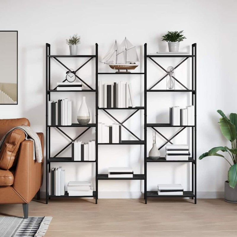 vidaXL Ράφι Βιβλίων 156 x 25 x 167 εκ. Επεξεργασμένο Ξύλο Μαύρη Οξυά