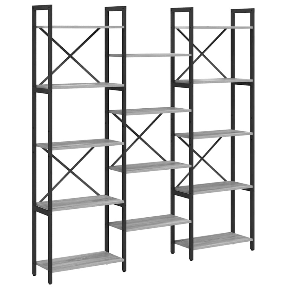 vidaXL Ράφι Βιβλίων 156 x 25 x 167 εκ. Επεξεργασμένο Ξύλο Γκρι sonoma