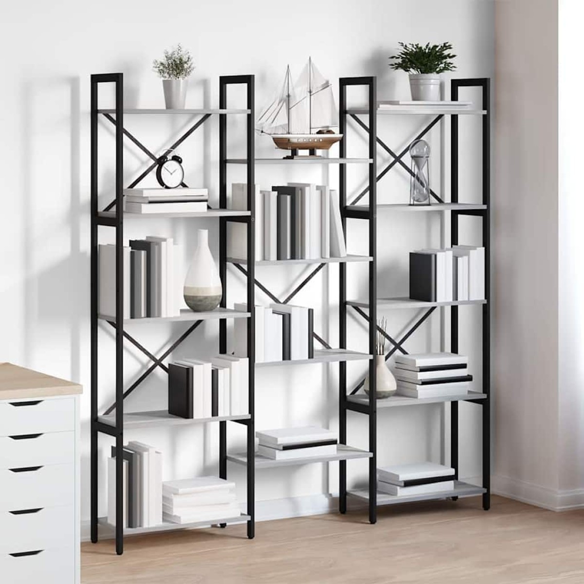 vidaXL Ράφι Βιβλίων 156 x 25 x 167 εκ. Επεξεργασμένο Ξύλο Γκρι sonoma