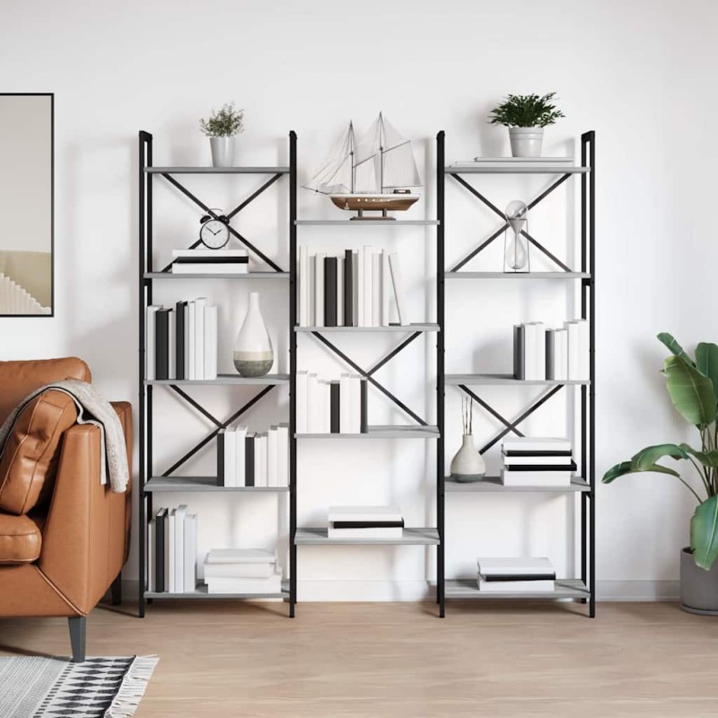 vidaXL Ράφι Βιβλίων 156 x 25 x 167 εκ. Επεξεργασμένο Ξύλο Γκρι sonoma