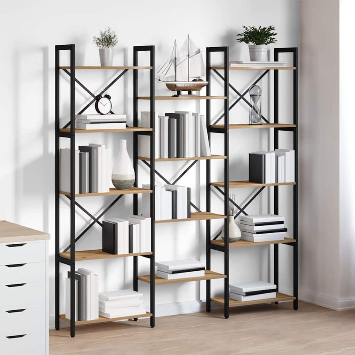 vidaXL Ράφι Βιβλίων 156 x 25 x 167 εκ. Επεξεργασμένο Ξύλο Artisan Oak
