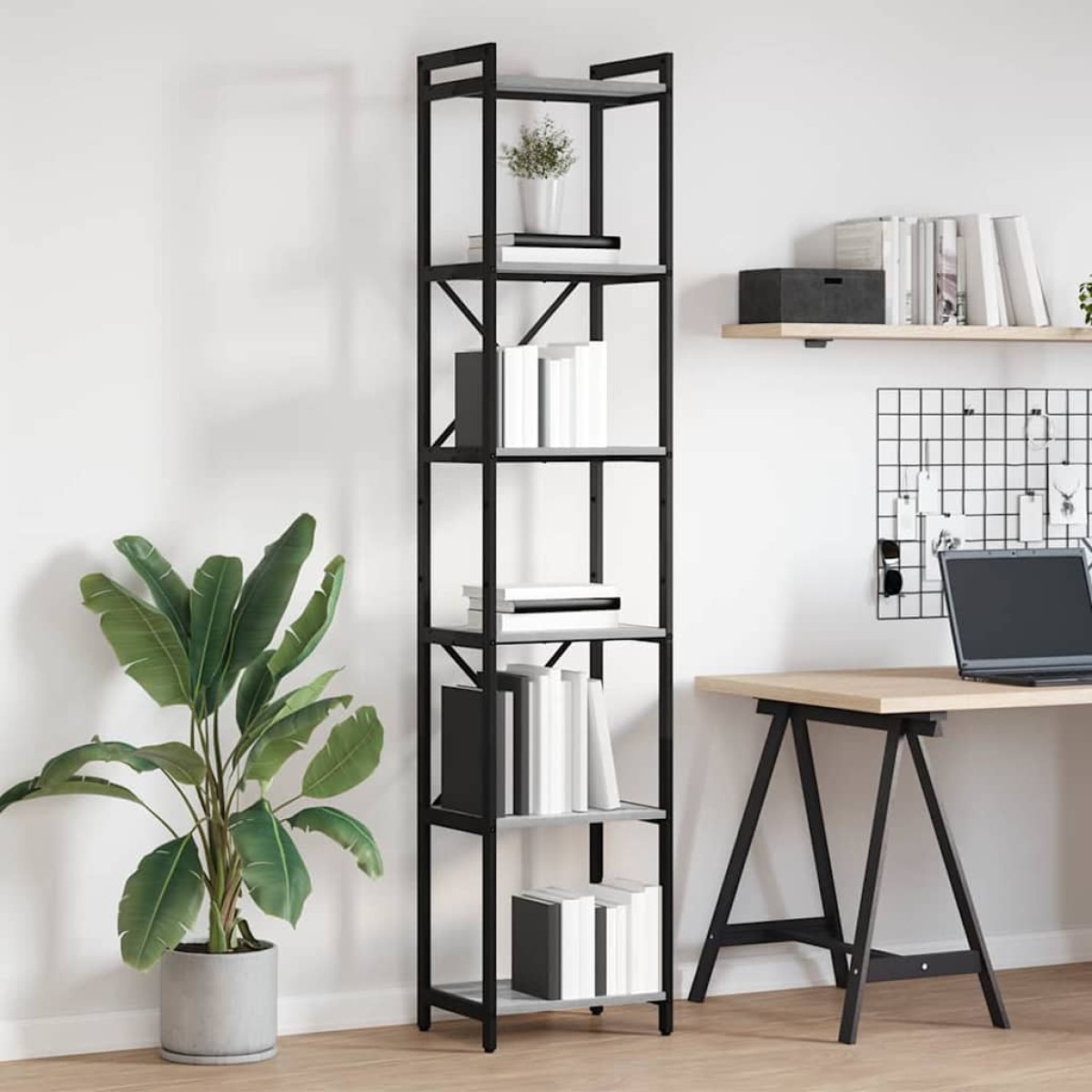 vidaXL Ράφι Βιβλίων 40 x 30 x 189,5 εκ Επεξεργασμένο Ξύλο Γκρι sonoma