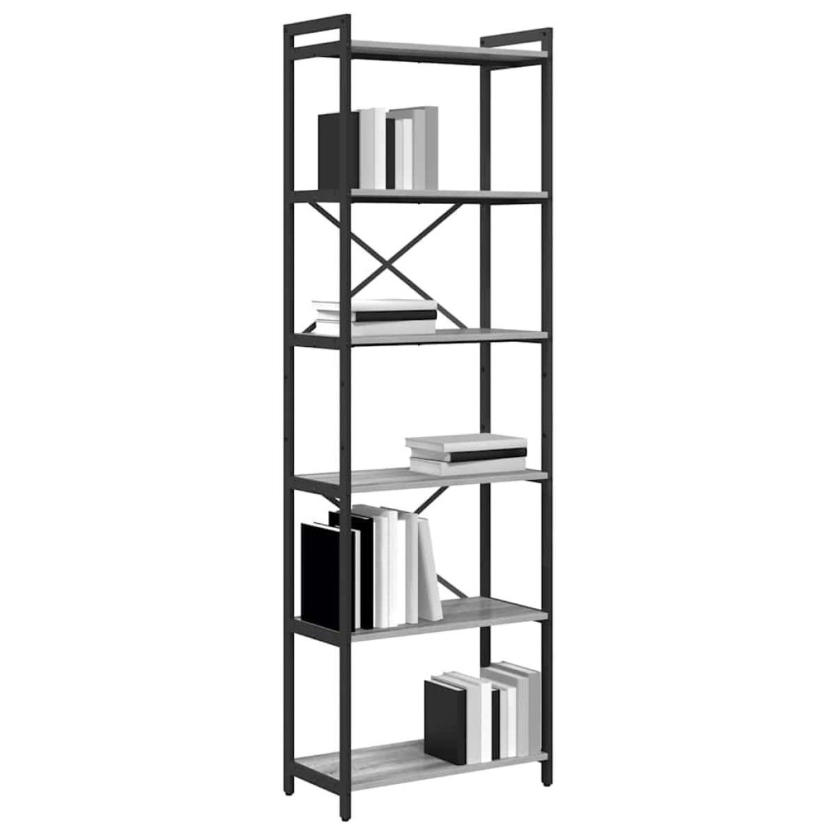 vidaXL Ράφι Βιβλίων 60 x 30 x 189,5 εκ Επεξεργασμένο Ξύλο Γκρι sonoma