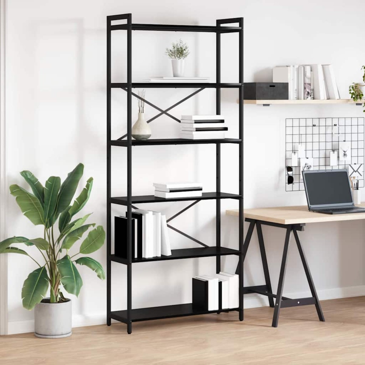 vidaXL Ράφι Βιβλίων 80 x 30 x 189,5 εκ Επεξεργασμένο Ξύλο Μαύρη Οξυά