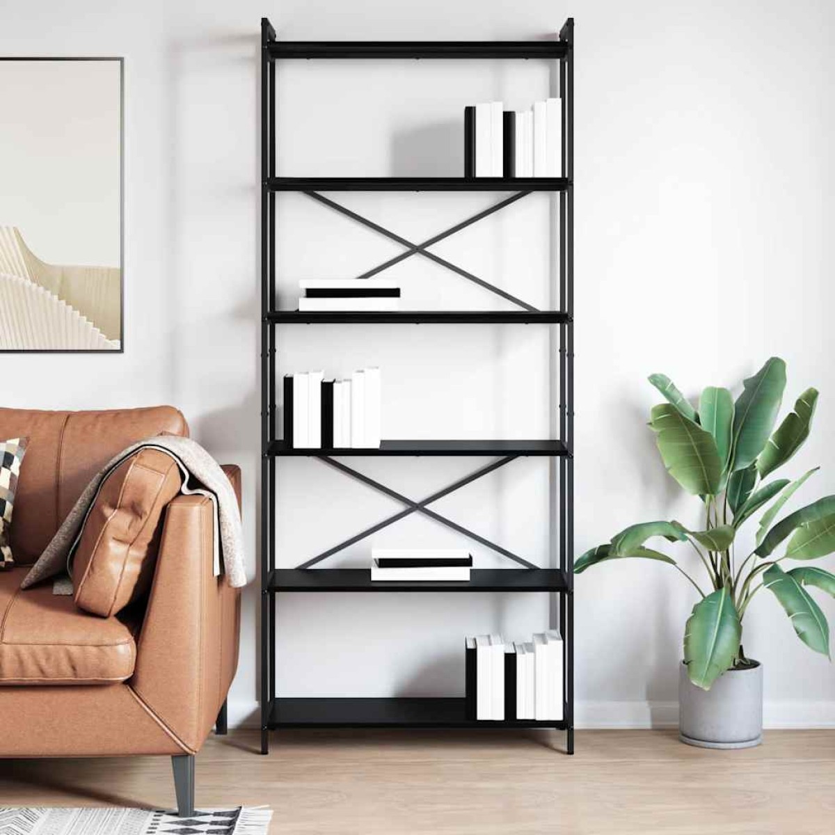 vidaXL Ράφι Βιβλίων 80 x 30 x 189,5 εκ Επεξεργασμένο Ξύλο Μαύρη Οξυά