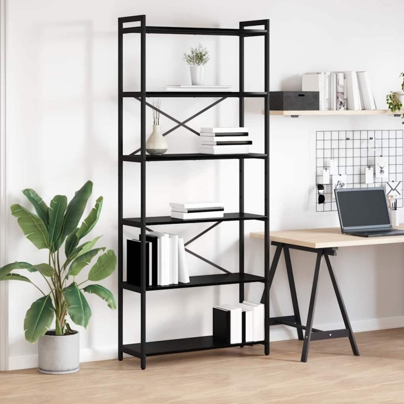 vidaXL Ράφι Βιβλίων 80 x 30 x 189,5 εκ Επεξεργασμένο Ξύλο Μαύρη Οξυά