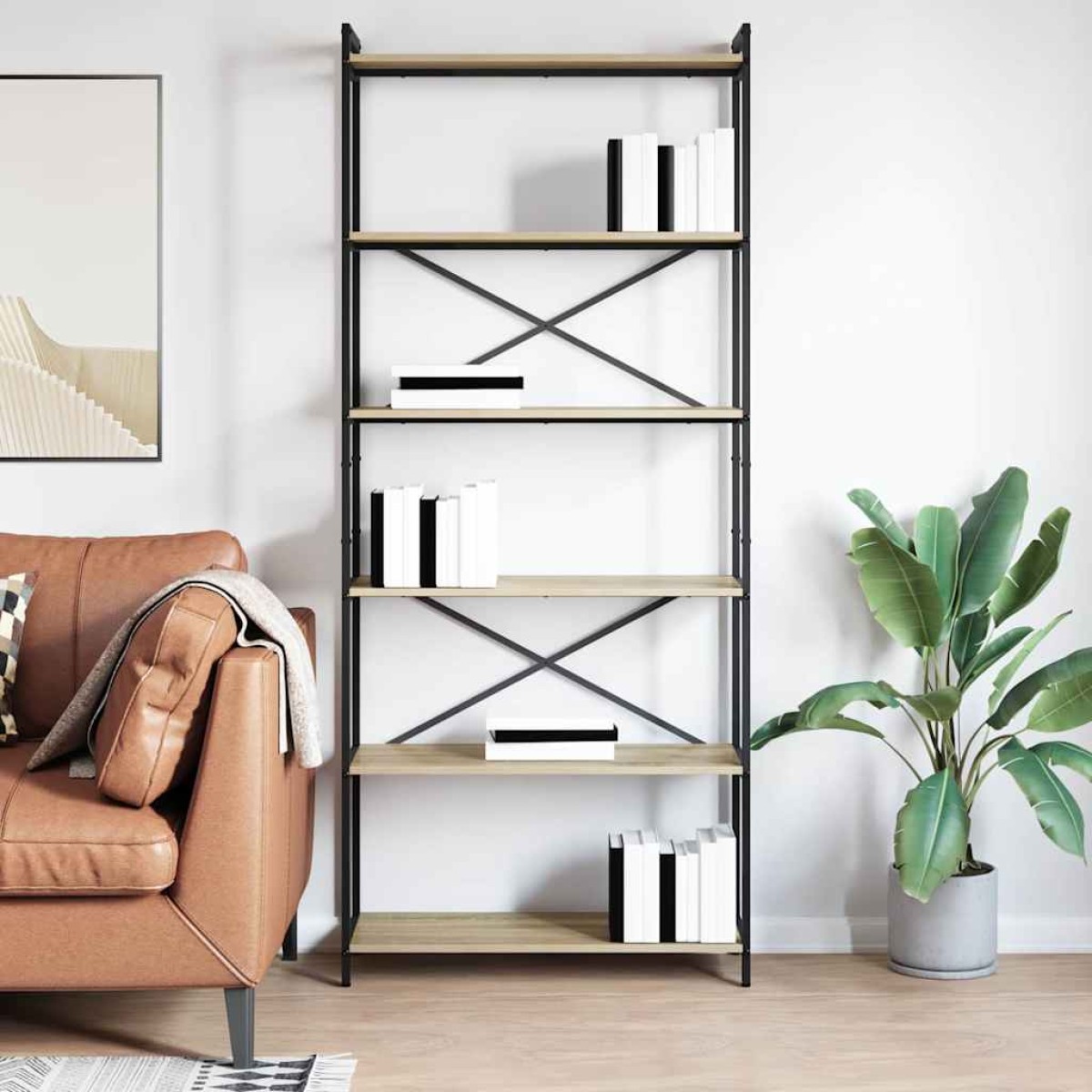 vidaXL Ράφι Βιβλίων 80 x 30 x 189,5 εκ Επεξεργασμένο Ξύλο Δρύς Sonoma