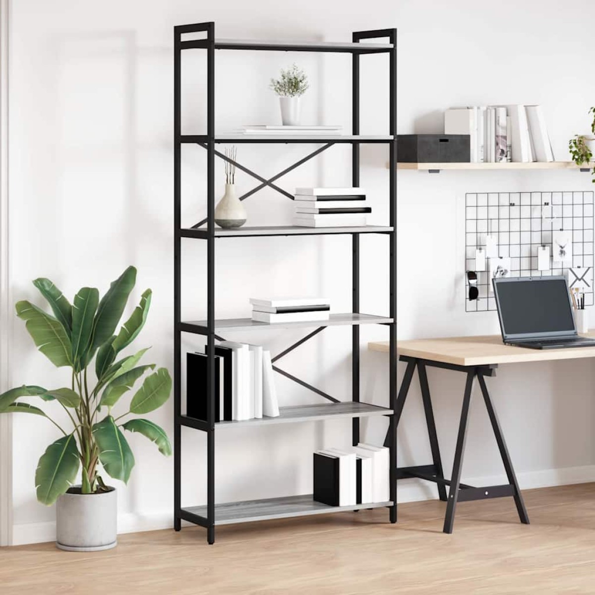 vidaXL Ράφι Βιβλίων 80 x 30 x 189,5 εκ Επεξεργασμένο Ξύλο Γκρι sonoma