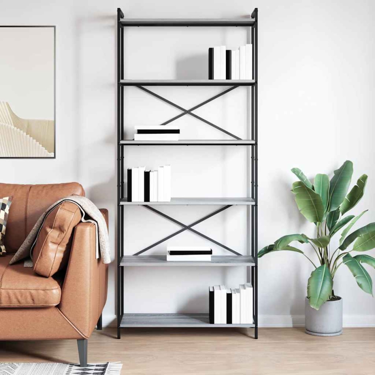 vidaXL Ράφι Βιβλίων 80 x 30 x 189,5 εκ Επεξεργασμένο Ξύλο Γκρι sonoma
