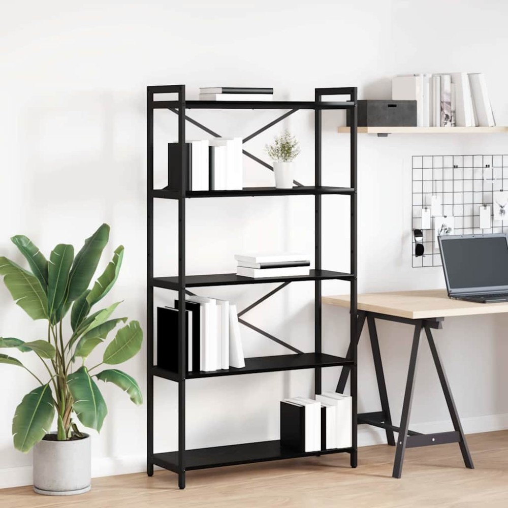 vidaXL Ράφι Βιβλίων 80 x 30 x 155 εκ Επεξεργασμένο Ξύλο Μαύρη Οξυά