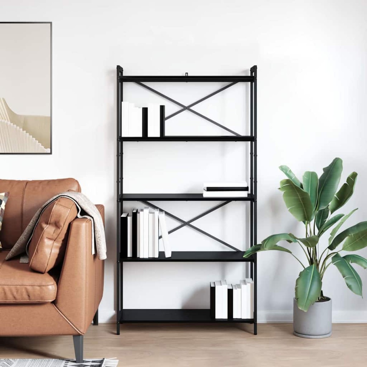 vidaXL Ράφι Βιβλίων 80 x 30 x 155 εκ Επεξεργασμένο Ξύλο Μαύρη Οξυά