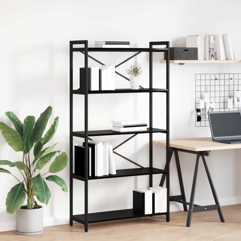 vidaXL Ράφι Βιβλίων 80 x 30 x 155 εκ Επεξεργασμένο Ξύλο Μαύρη Οξυά