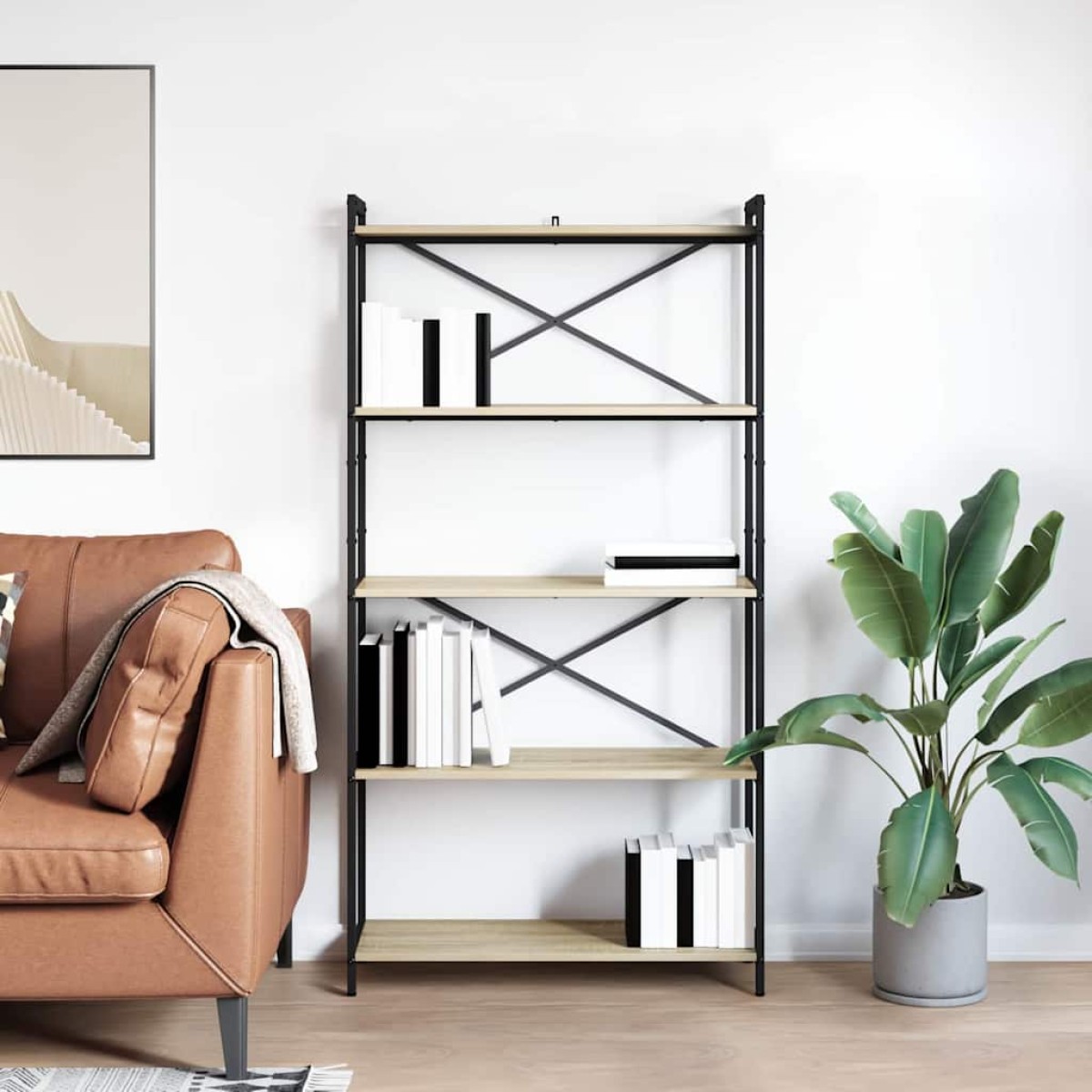 vidaXL Ράφι Βιβλίων 80 x 30 x 155 εκ Επεξεργασμένο Ξύλο Δρύς Sonoma