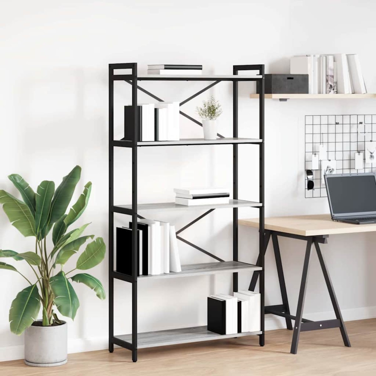 vidaXL Ράφι Βιβλίων 80 x 30 x 155 εκ Επεξεργασμένο Ξύλο Γκρι sonoma