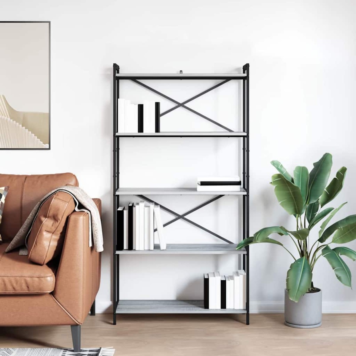 vidaXL Ράφι Βιβλίων 80 x 30 x 155 εκ Επεξεργασμένο Ξύλο Γκρι sonoma