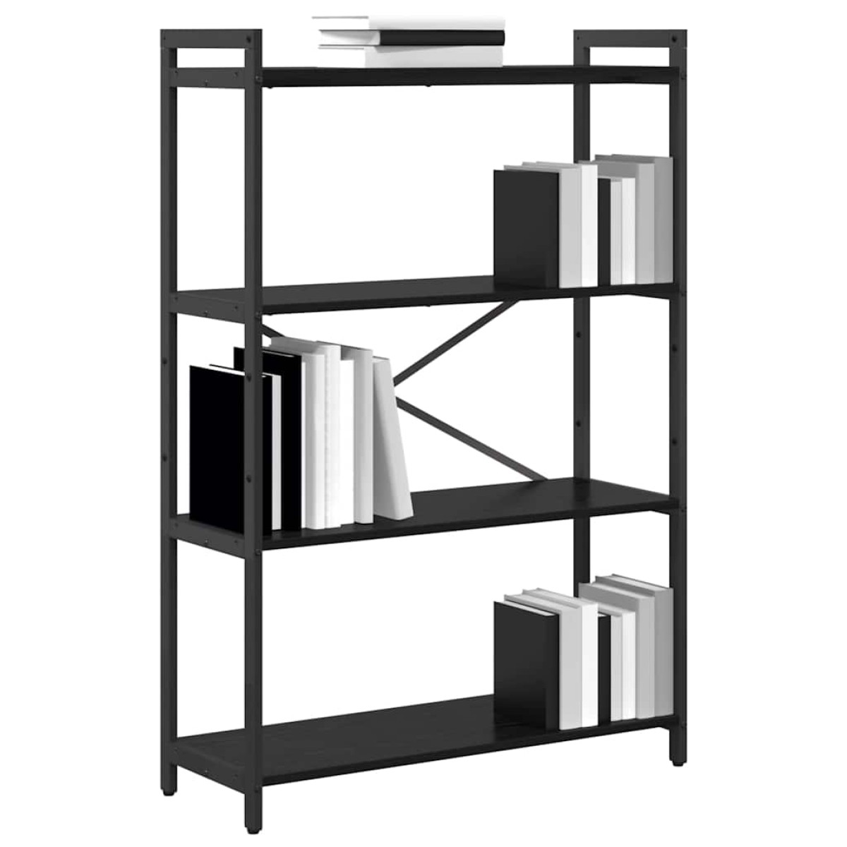 vidaXL Ράφι Βιβλίων 80 x 30 x 120 εκ Επεξεργασμένο Ξύλο Μαύρη Οξυά