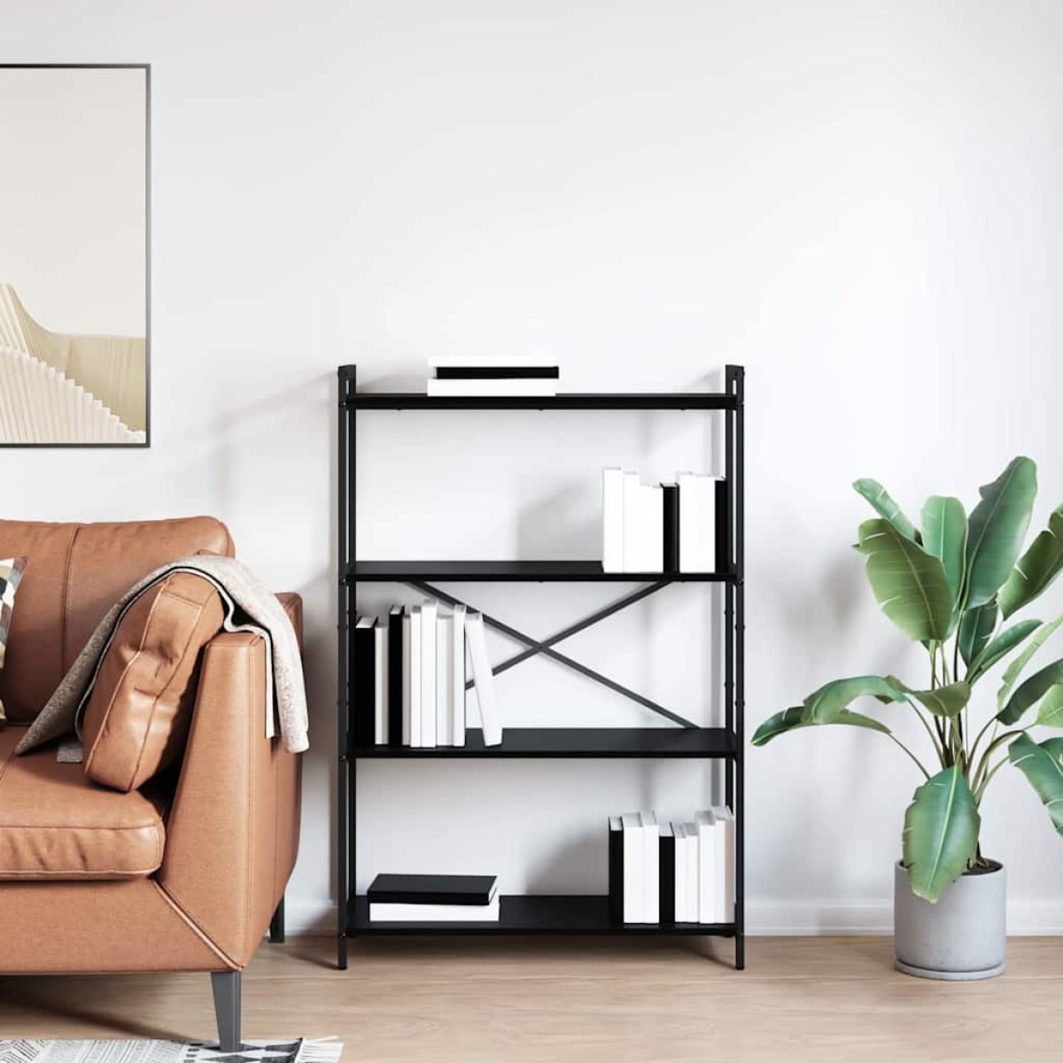 vidaXL Ράφι Βιβλίων 80 x 30 x 120 εκ Επεξεργασμένο Ξύλο Μαύρη Οξυά