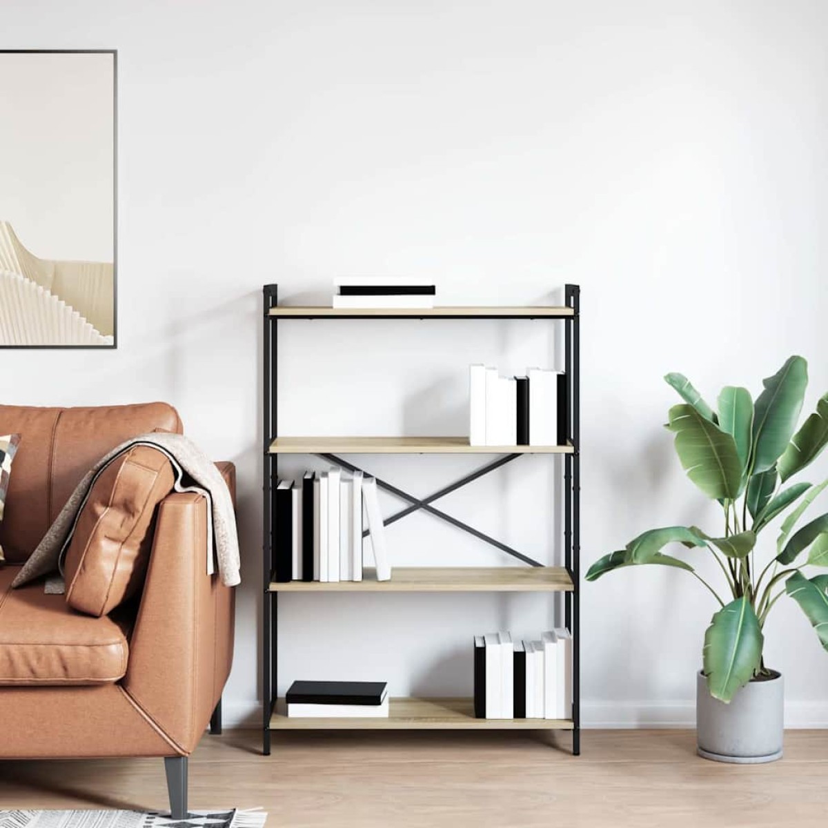 vidaXL Ράφι Βιβλίων 80 x 30 x 120 εκ Επεξεργασμένο Ξύλο Δρύς Sonoma