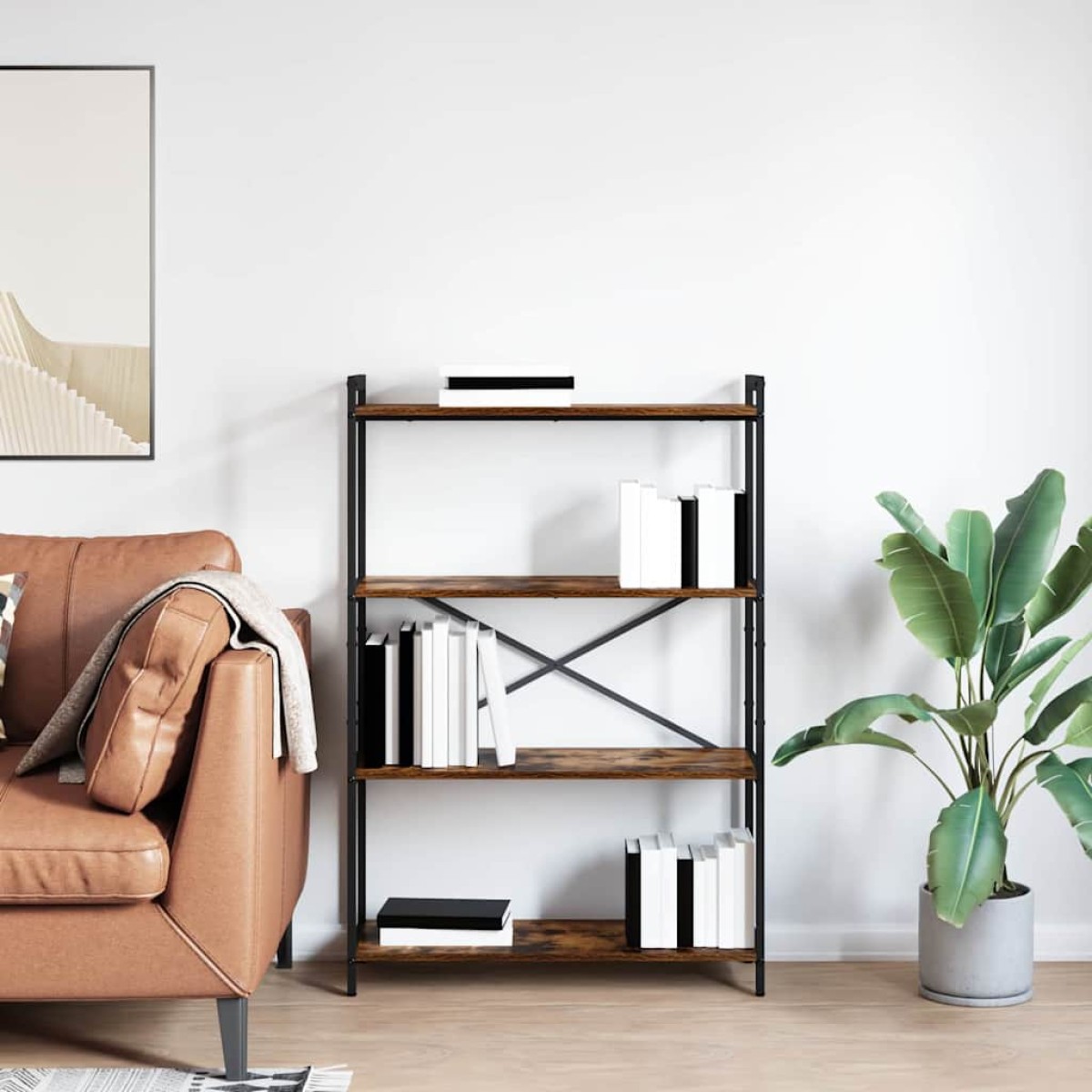 vidaXL Ράφι Βιβλίων 80 x 30 x 120 εκ Επεξεργασμένο Ξύλο Καπνιστό Δρύς