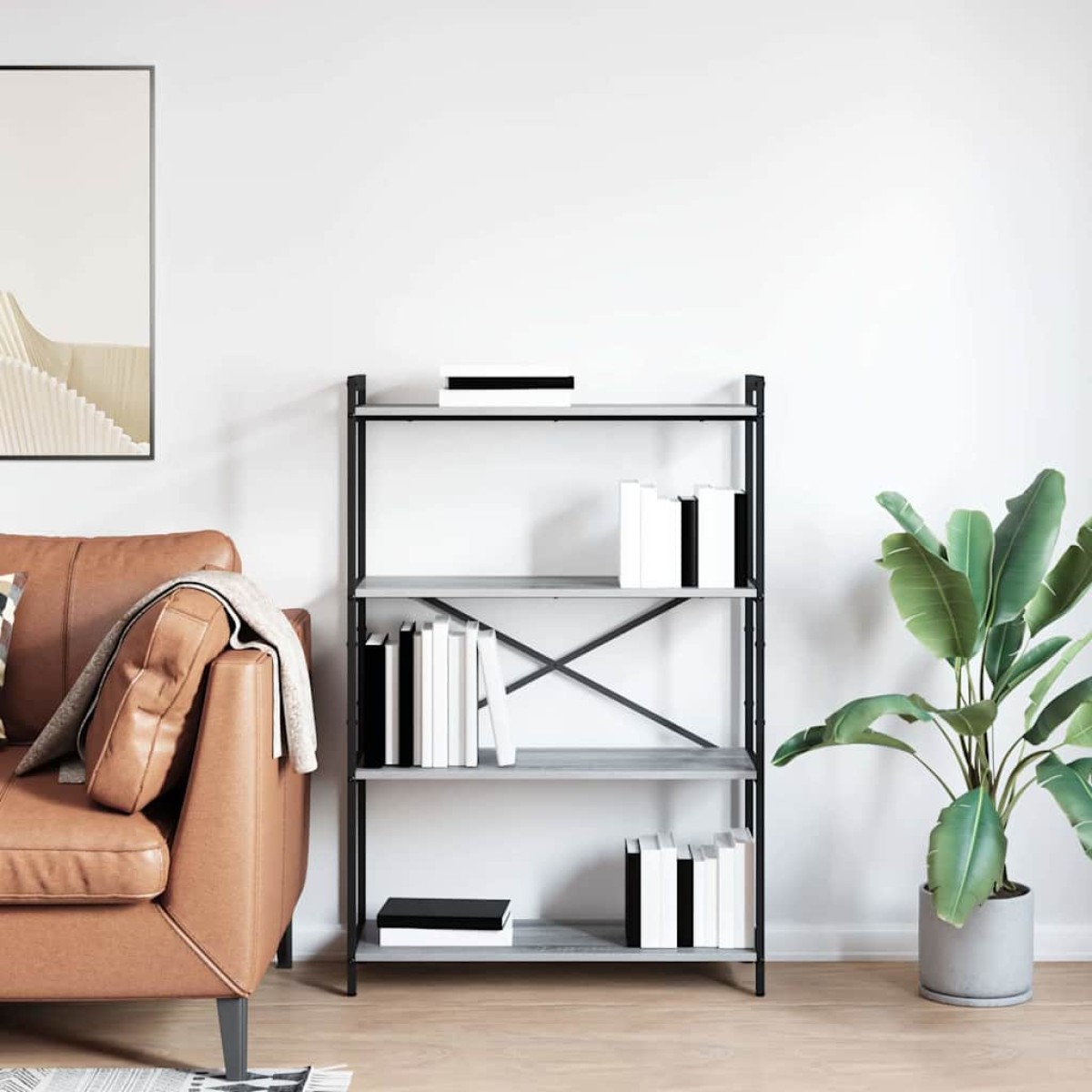 vidaXL Ράφι Βιβλίων 80 x 30 x 120 εκ Επεξεργασμένο Ξύλο Γκρι sonoma
