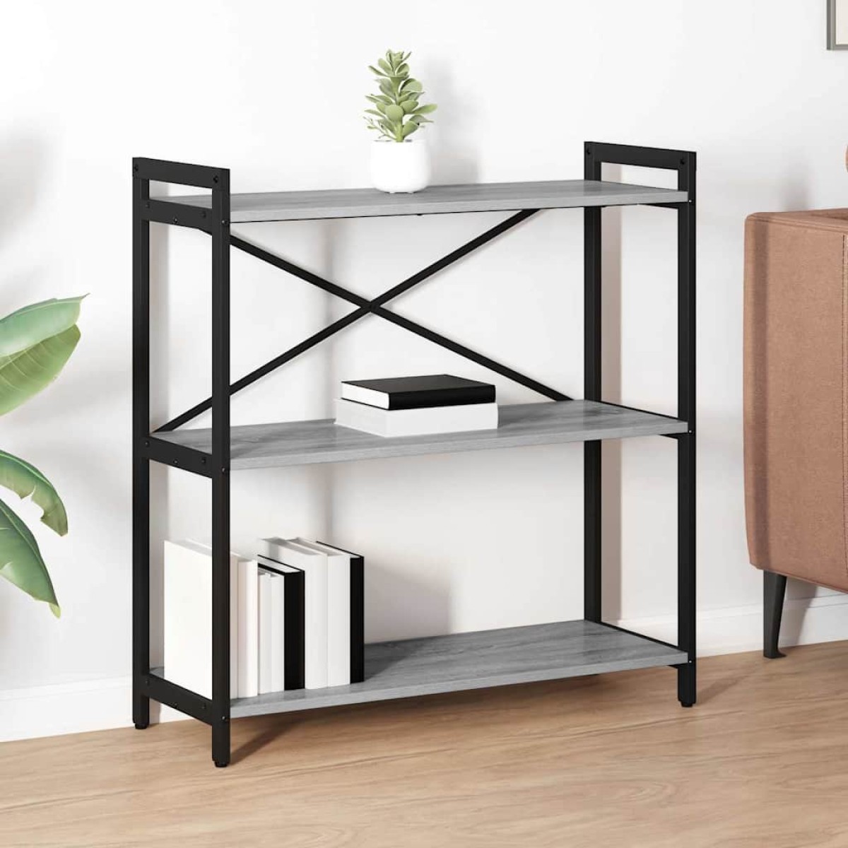 vidaXL Ράφι Βιβλίων 80 x 30 x 85 cm Επεξεργασμένο Ξύλο Γκρι sonoma