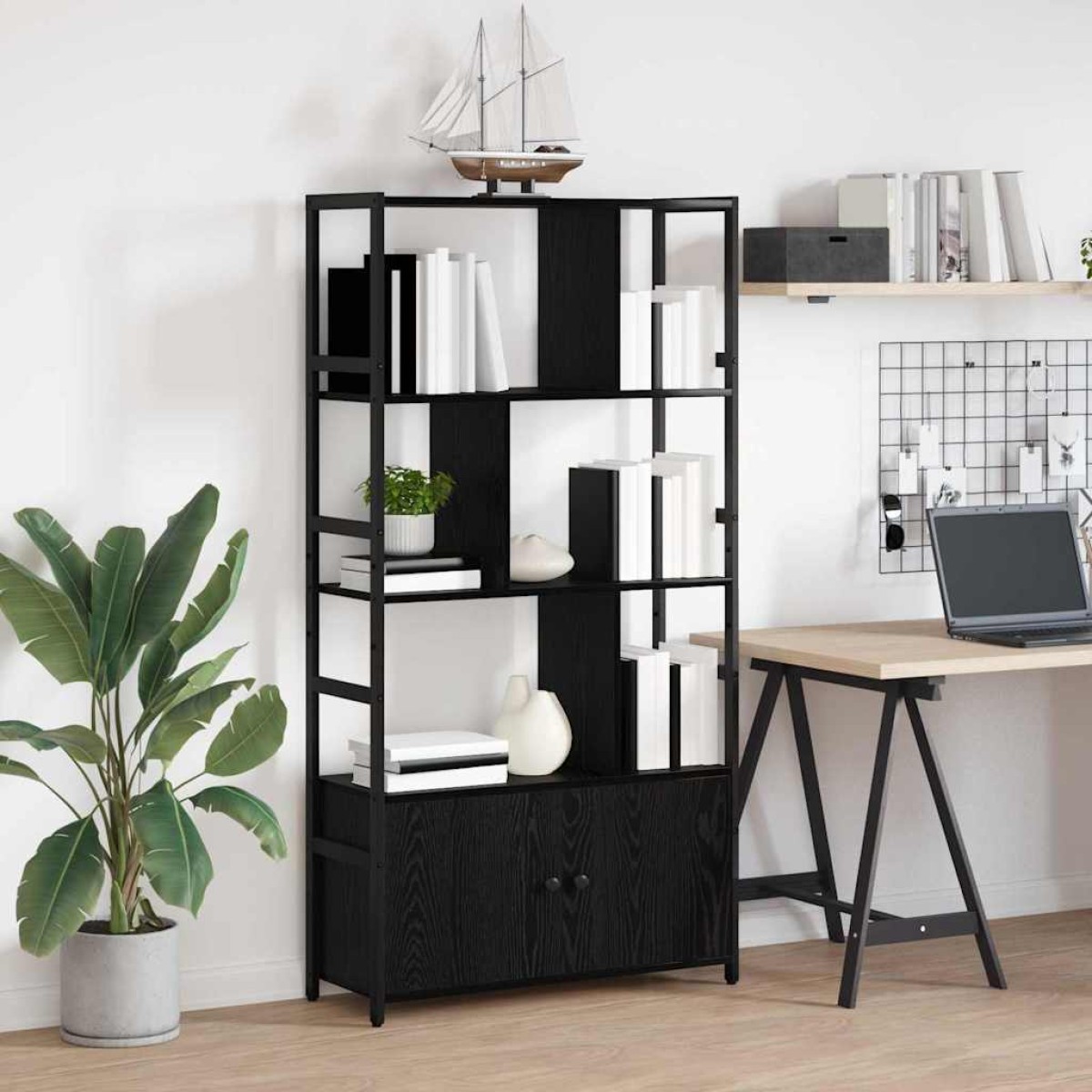 vidaXL Ράφι Βιβλίων 80 x 30 x 155,5 εκ Επεξεργασμένο Ξύλο Μαύρη Οξυά