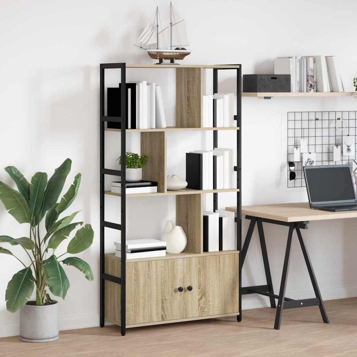 vidaXL Ράφι Βιβλίων 80 x 30 x 155,5 εκ Επεξεργασμένο Ξύλο Δρύς Sonoma