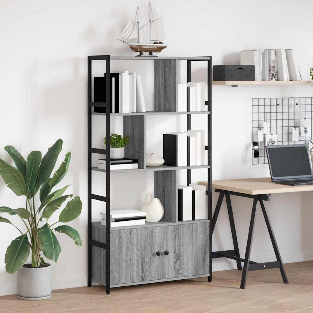 vidaXL Ράφι Βιβλίων 80 x 30 x 155,5 εκ Επεξεργασμένο Ξύλο Γκρι sonoma