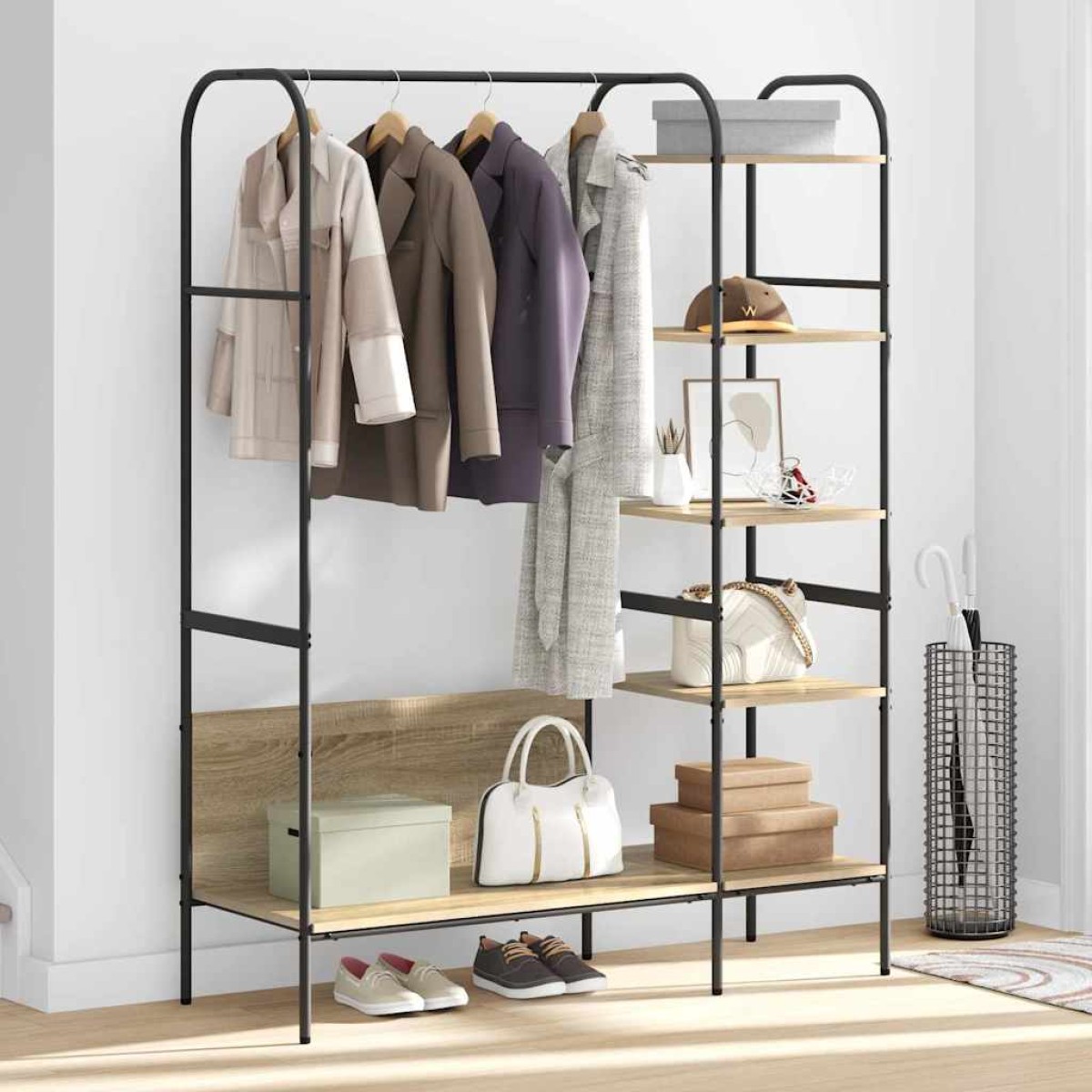 vidaXL Ράφι Ρούχων Καφέ Ξύλο Δρυός 120 x 44 x 160 εκ