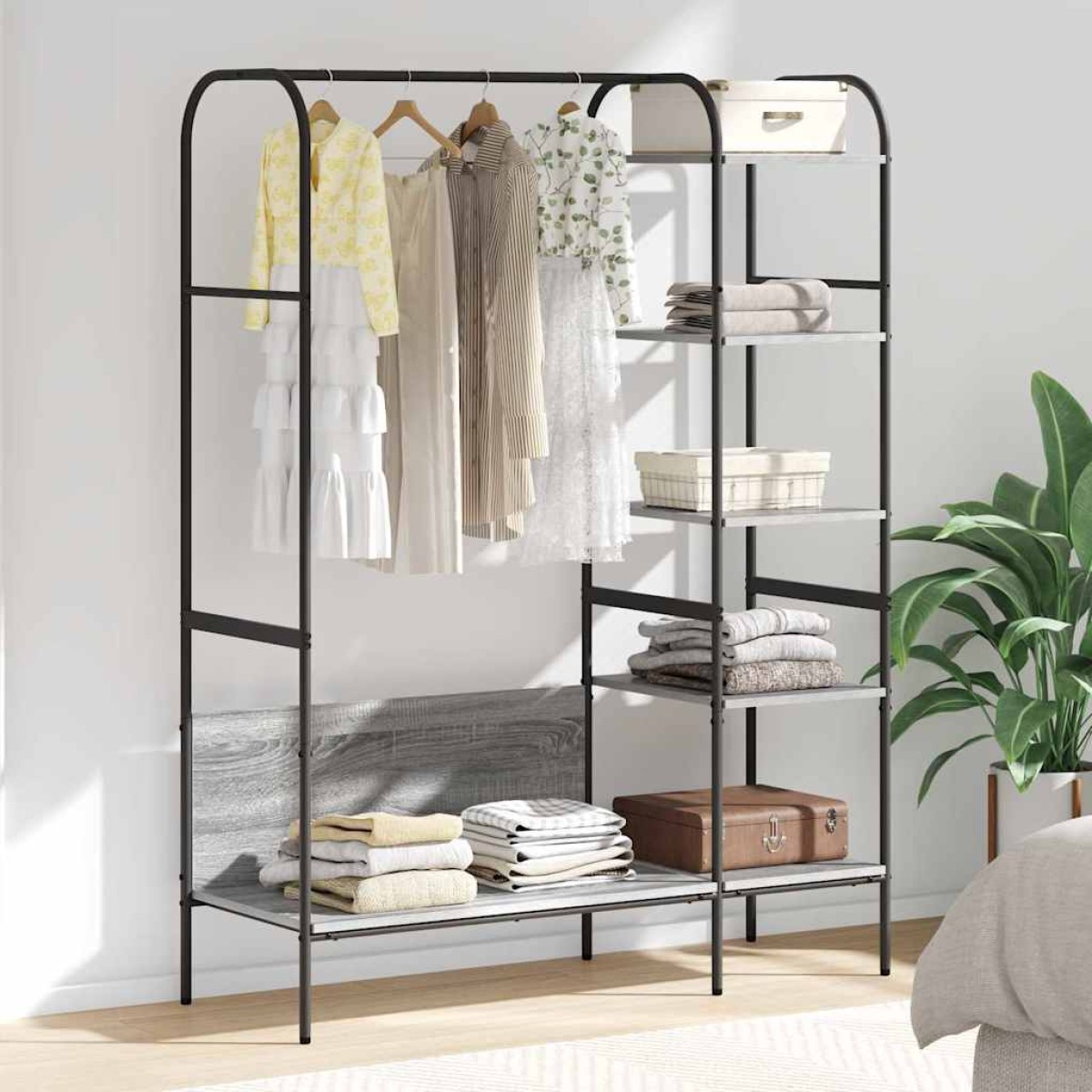 vidaXL Ράφι Ρούχων Γκρι 120 x 44 x 160 εκ Επεξεργασμένο Ξύλο