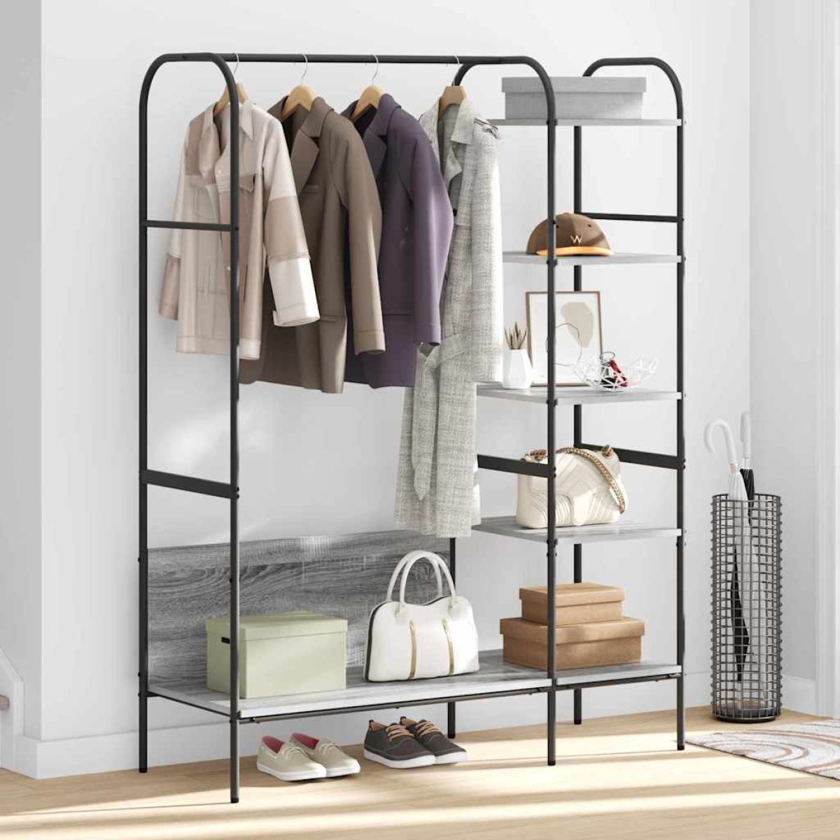 vidaXL Ράφι Ρούχων Γκρι 120 x 44 x 160 εκ Επεξεργασμένο Ξύλο