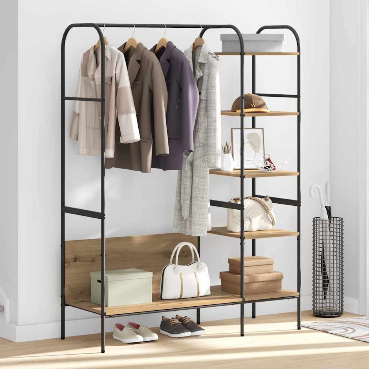 vidaXL Ράφι Ρούχων Μπεζ 120 x 44 x 160 εκ Επεξεργασμένο Ξύλο