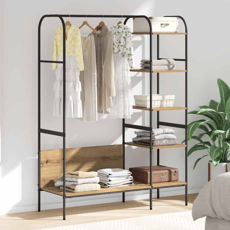vidaXL Ράφι Ρούχων Μπεζ 120 x 44 x 160 εκ Επεξεργασμένο Ξύλο