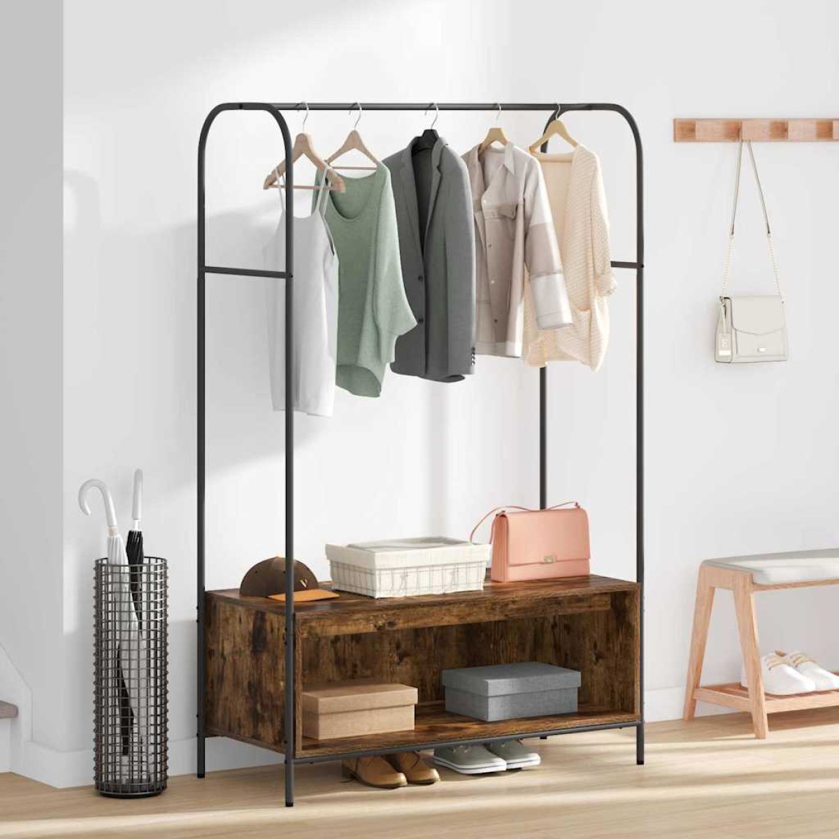 vidaXL Ράφι Ρούχων Καφέ δρυς 100 x 44 x 160 εκ Επεξεργασμένο Ξύλο
