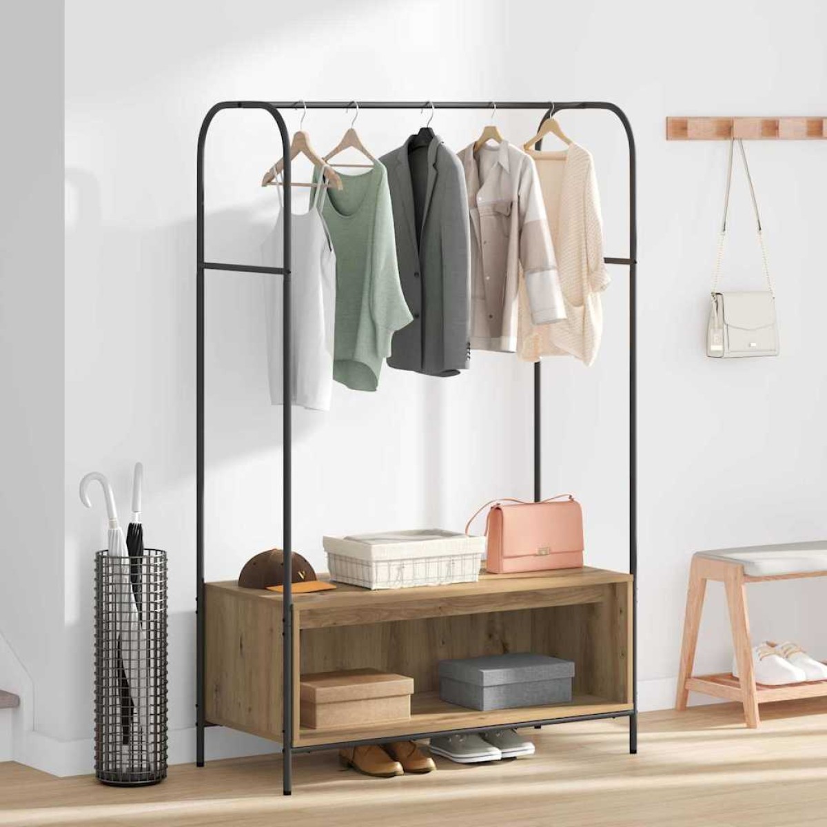 vidaXL Ράφι Ρούχων Καφέ δρυς 100 x 44 x 160 εκ Επεξεργασμένο Ξύλο