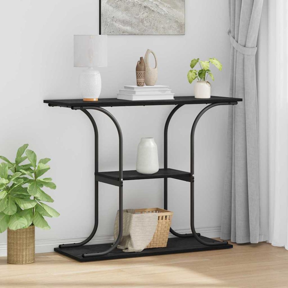 vidaXL Τραπέζι κονσόλας με ράφι Μαύρη Οξυά 101 x 35 x 80,5 εκ