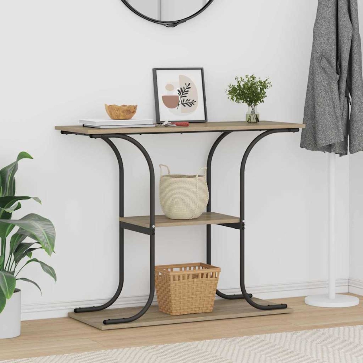 vidaXL Τραπέζι κονσόλας με ράφι Δρύς Sonoma 101 x 35 x 80,5 εκ