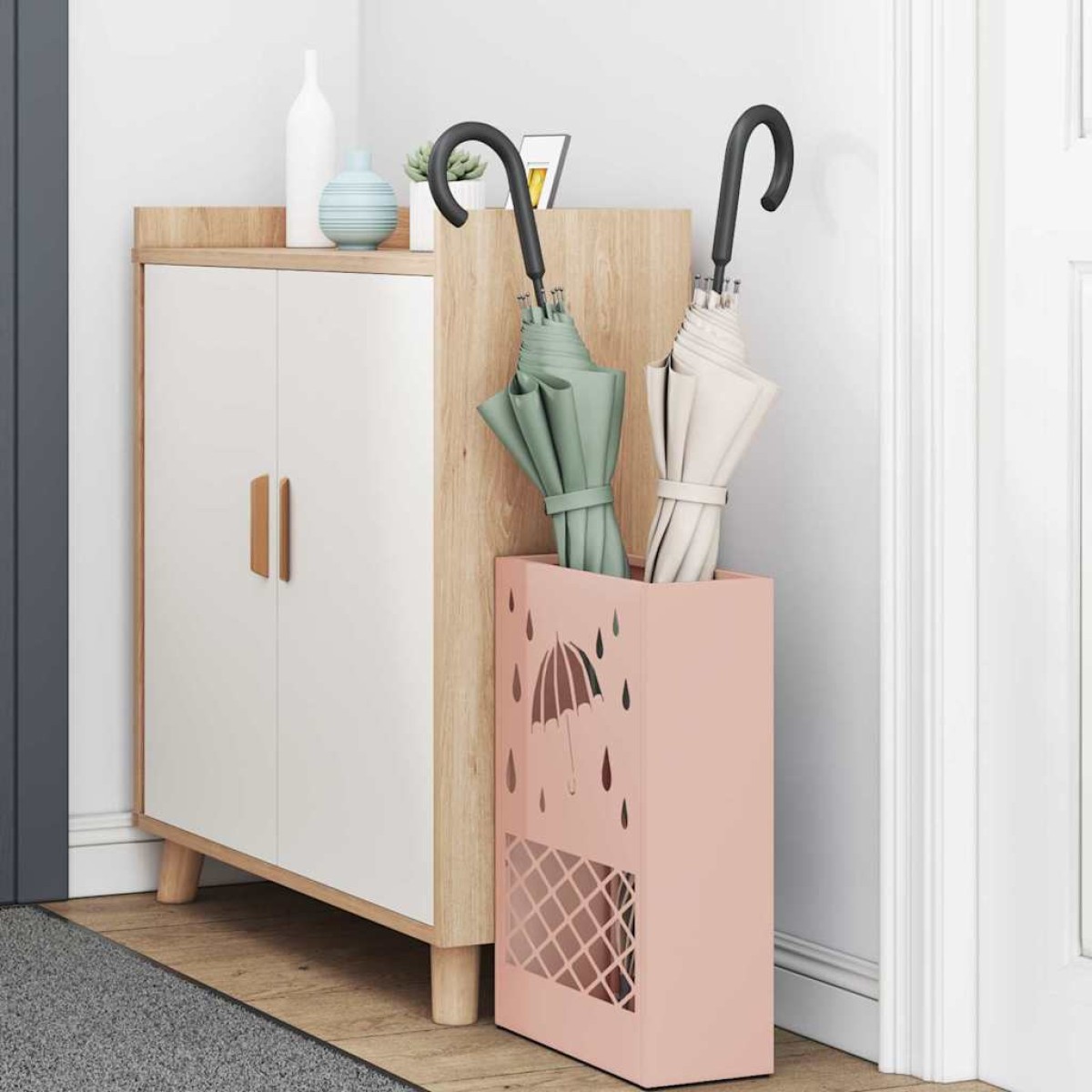 vidaXL Βάση ομπρέλας βροχής Ροζ 28 x 12 x 41 εκ Ατσάλι