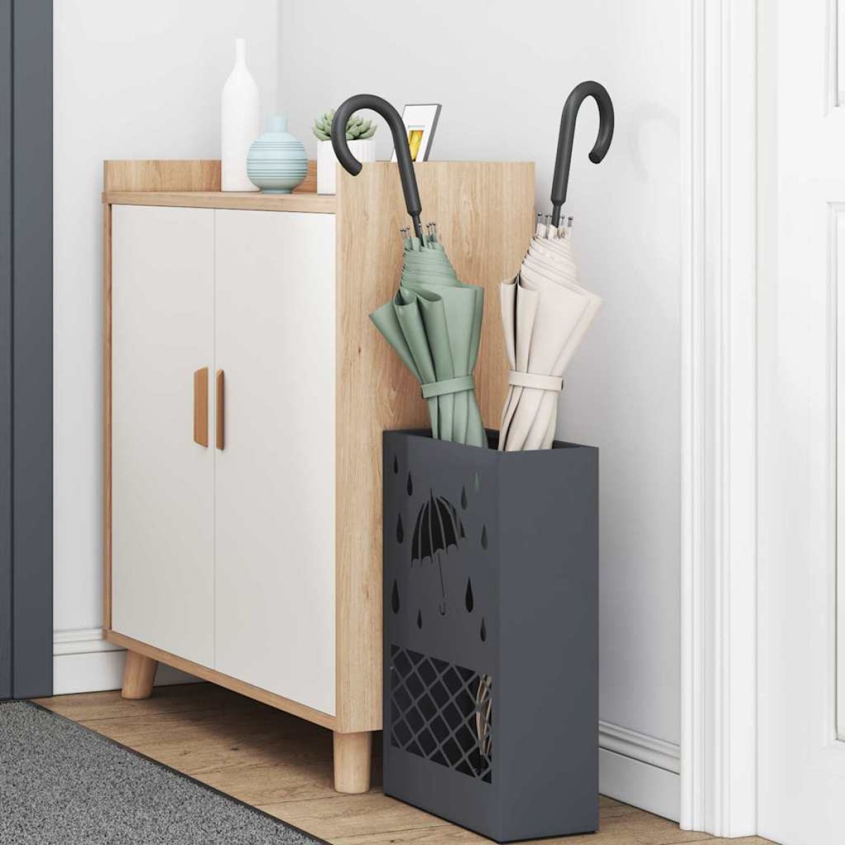 vidaXL Βάση ομπρέλας βροχής Ανθρακί 28 x 12 x 41 εκ Ατσάλι