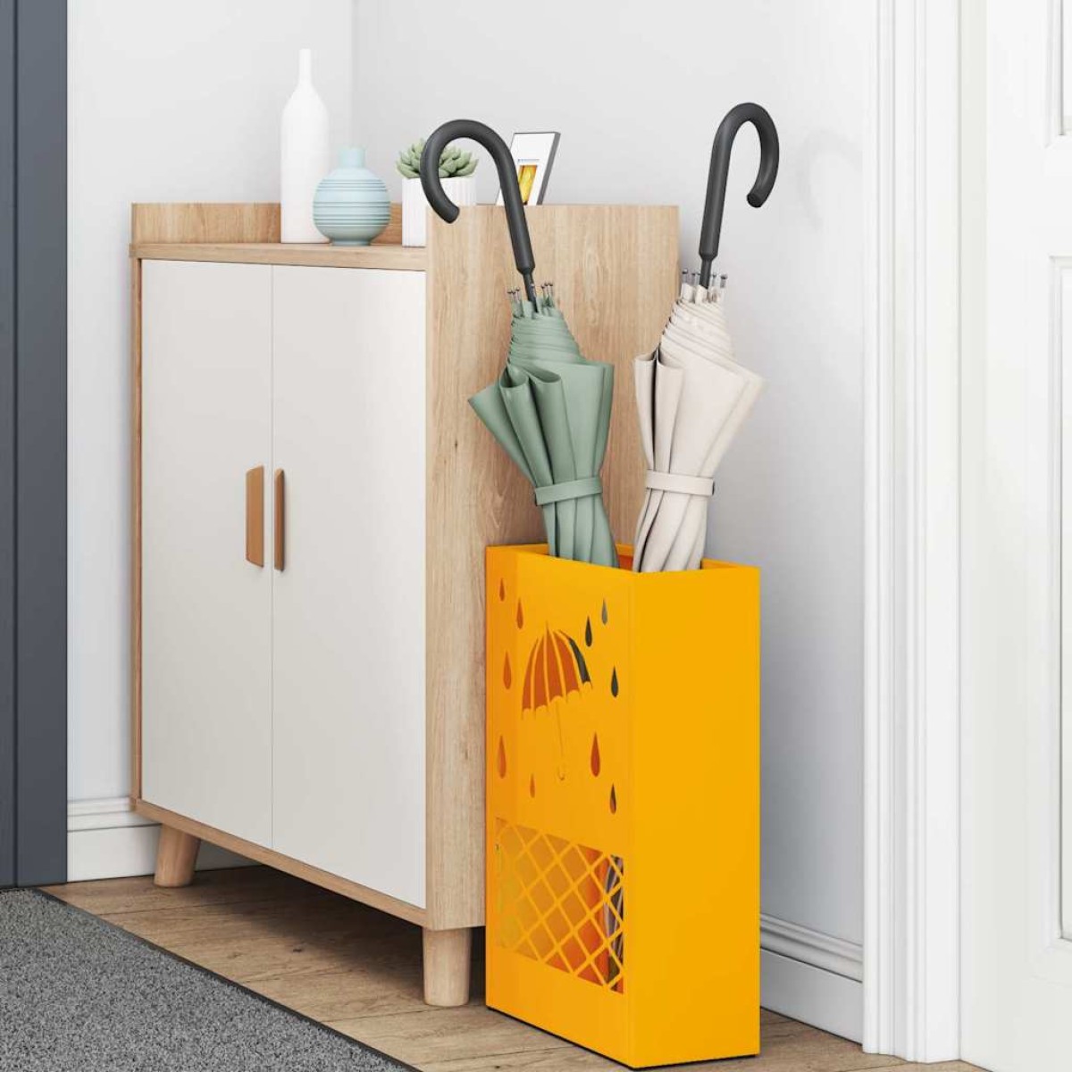vidaXL Βάση ομπρέλας βροχής Μουσταρδί 28 x 12 x 41 εκ Ατσάλι