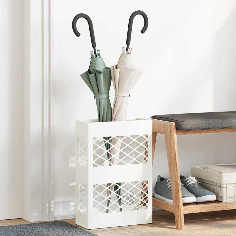 vidaXL Βάση ομπρέλας βροχής Λευκό 28 x 12 x 41 εκ Ατσάλι