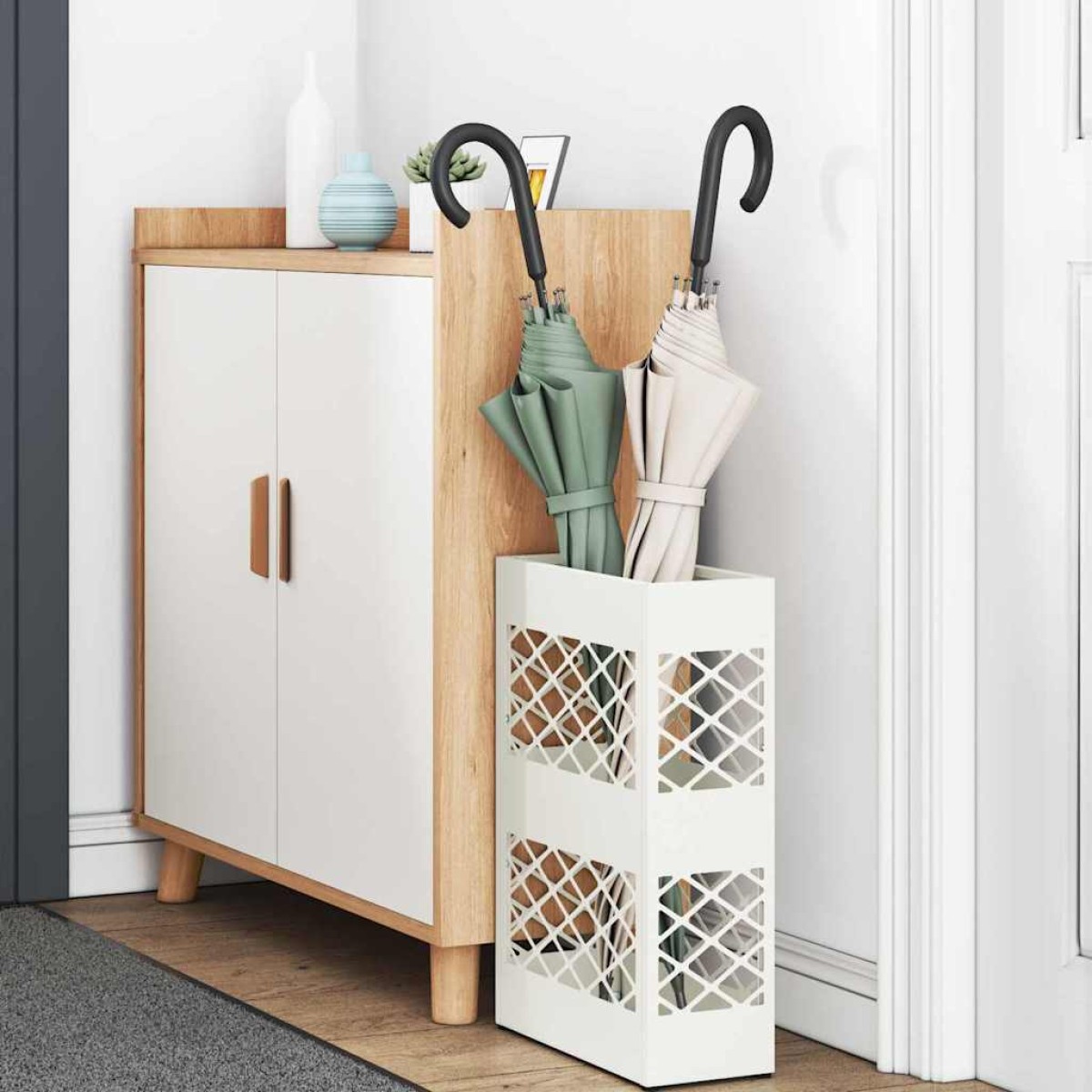 vidaXL Βάση ομπρέλας βροχής Λευκό 28 x 12 x 41 εκ Ατσάλι