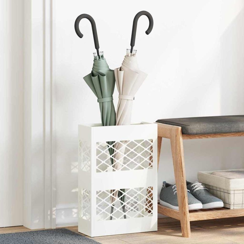 vidaXL Βάση ομπρέλας βροχής Λευκό 28 x 12 x 41 εκ Ατσάλι