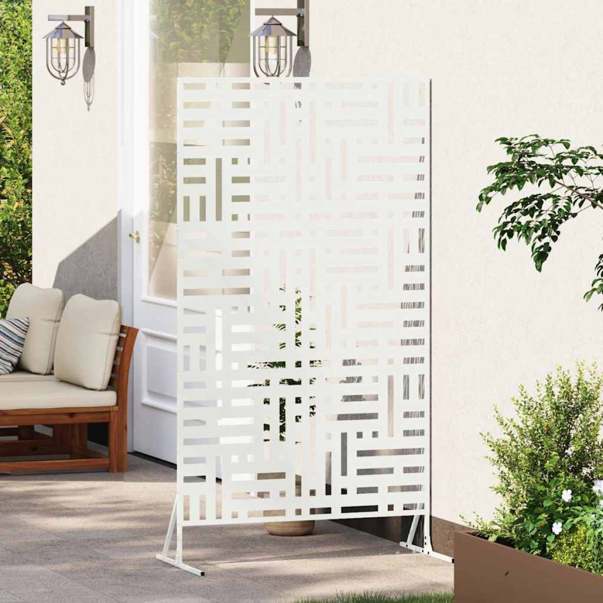 vidaXL Οθόνη Ιδιωτικότητας 100 x 50 x 180 εκ. Ατσάλι Λευκό